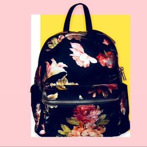Suede Foil Shimmery Floral Print Mini Back Pack